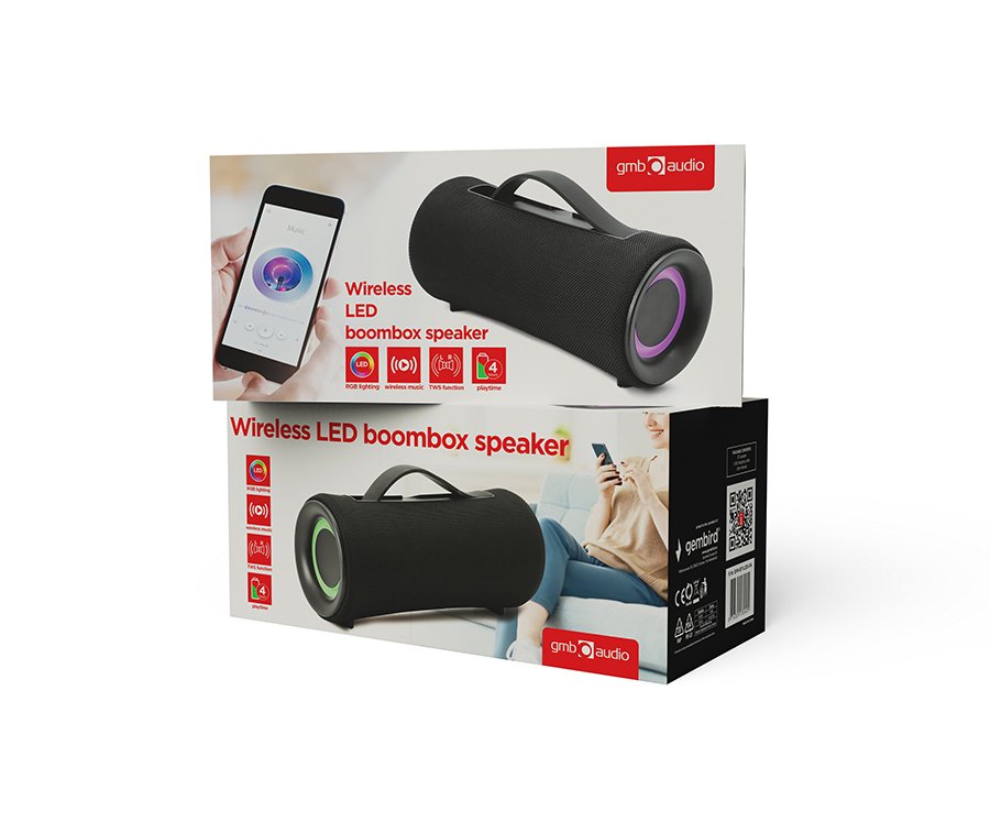 Altavoz Led Inalámbrico Gembird Spk-Bt-Led-04, Negro