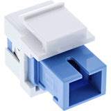 Adaptador Snap-In Keystone De Fibra Óptica Inline Blanco, Símplex Sc/Sc, Sm, Azul, Funda De Cerámica