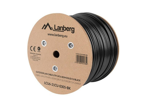 EAN 5901969421859 - Lanberg LCU6-21CU-0305-BK cable de red Negro 305 m Cat6 U/UTP (UTP) imagen 1