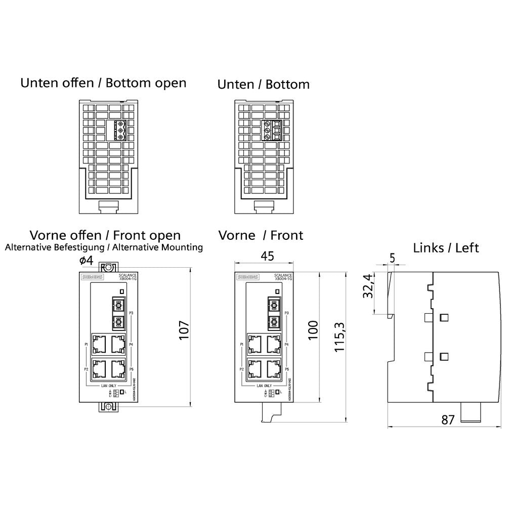 Siemens 6gk5004-1gl10-1ab26gk50041gl101ab2 Scalance Xb004-1g - Switch - Switch - 1 Gbps