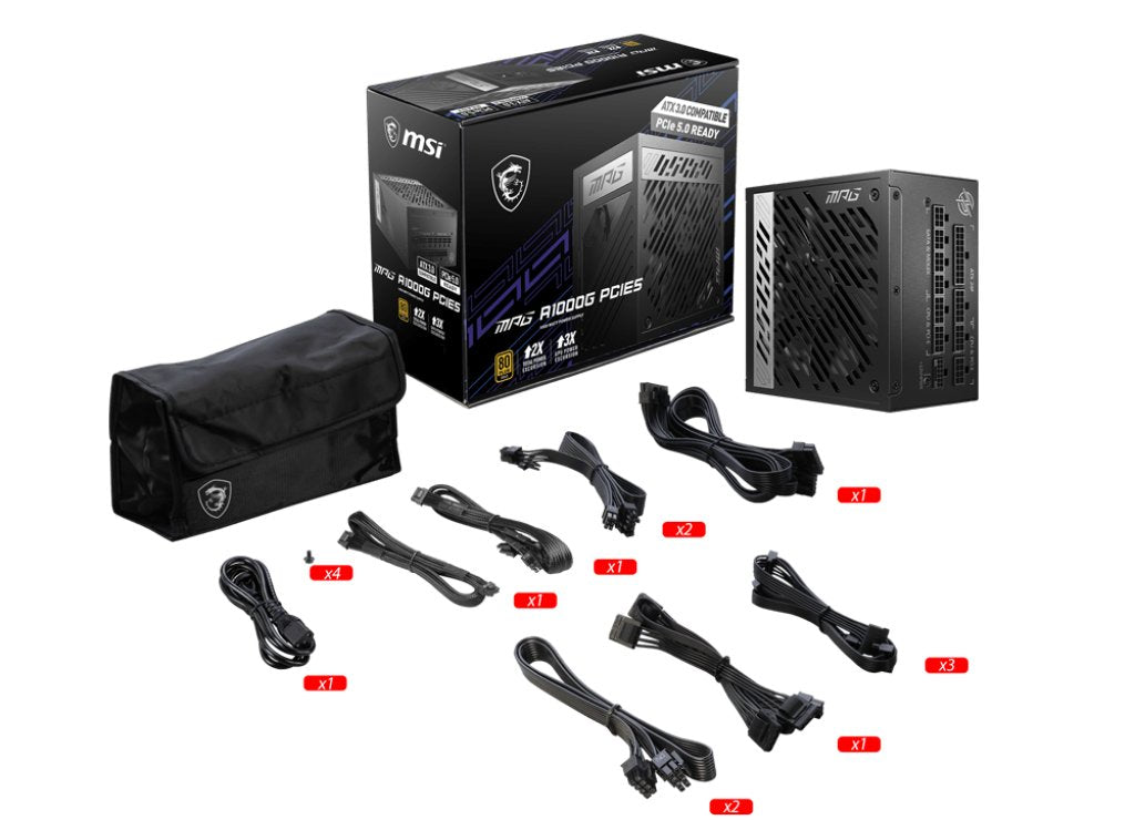 EAN 4711377030434 - MSI MPG A1000G PCIE5 unidad de fuente de alimentación 1000 W 20+4 pin ATX ATX Negro imagen 5