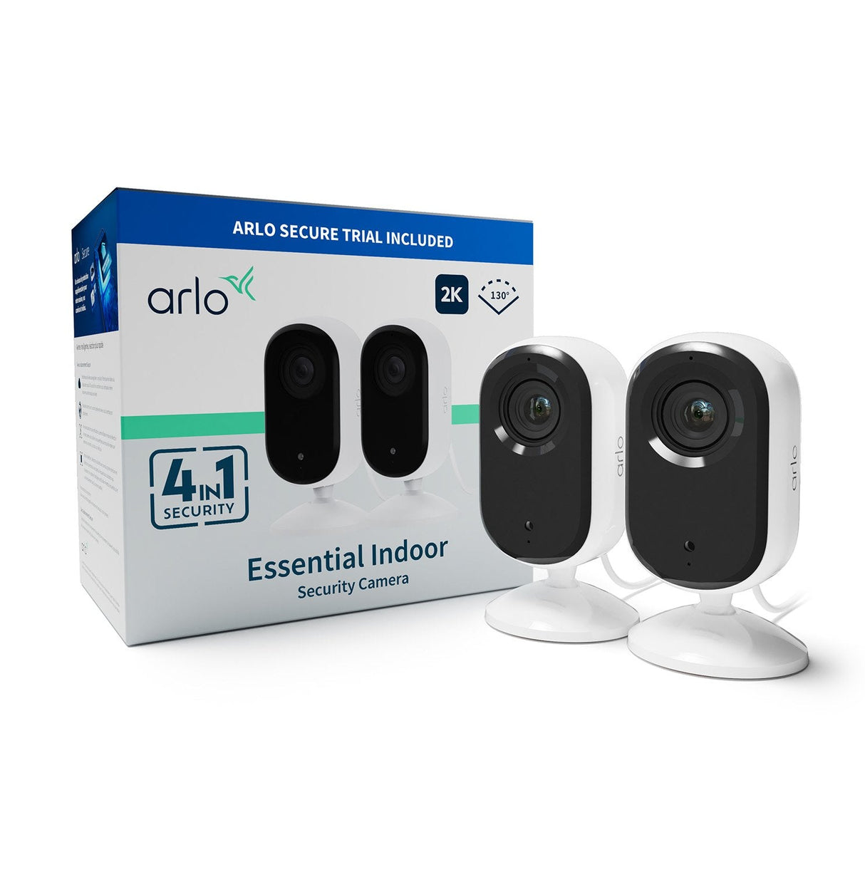 Arlo Esencial De Cámara Interior De 2k, Cámara De Monitoreo White/Black, Series 2, Set, Wlan, 4 Mp Vmc3260-100eus