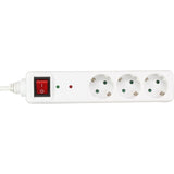 Inline Regleta 3 Tomas 3x Tipo F Con Protección Oc E Interruptor Blanco 1.5m