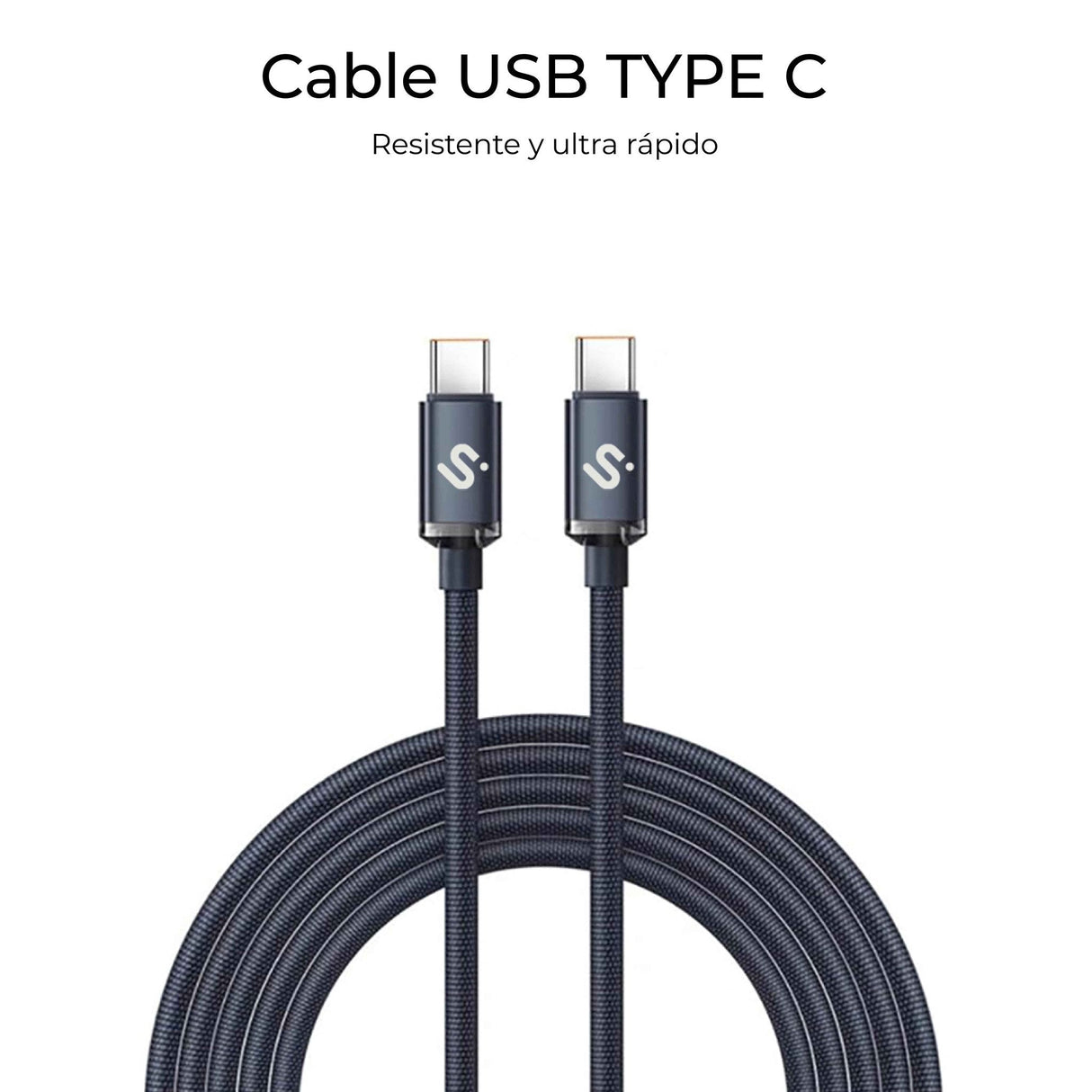 Cable Optimus 60w Usb-C/Usb-C 2 M Negro Subblim 60w/ Longitud: 2m/  Usb-C &Harr; Usb-C/ Pd