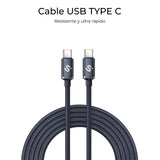 Cable Optimus 60w Usb-C/Usb-C 1 M Negro Subblim 60w/ Longitud: 1m/  Usb-C &Harr; Usb-C/ Pd