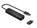 Conceptronic Hub 3.0 4 Puertos Usb 3.0 Con Adaptador Usb-C Negro