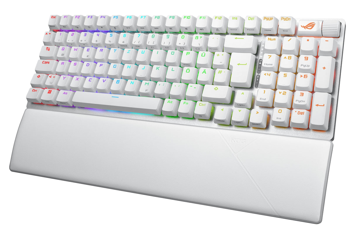 Teclado Alemán Asus Rog Strix Scope Ii 96 Wireless Usb + Rf Wireless + Bluetooth Qwertz Blanco