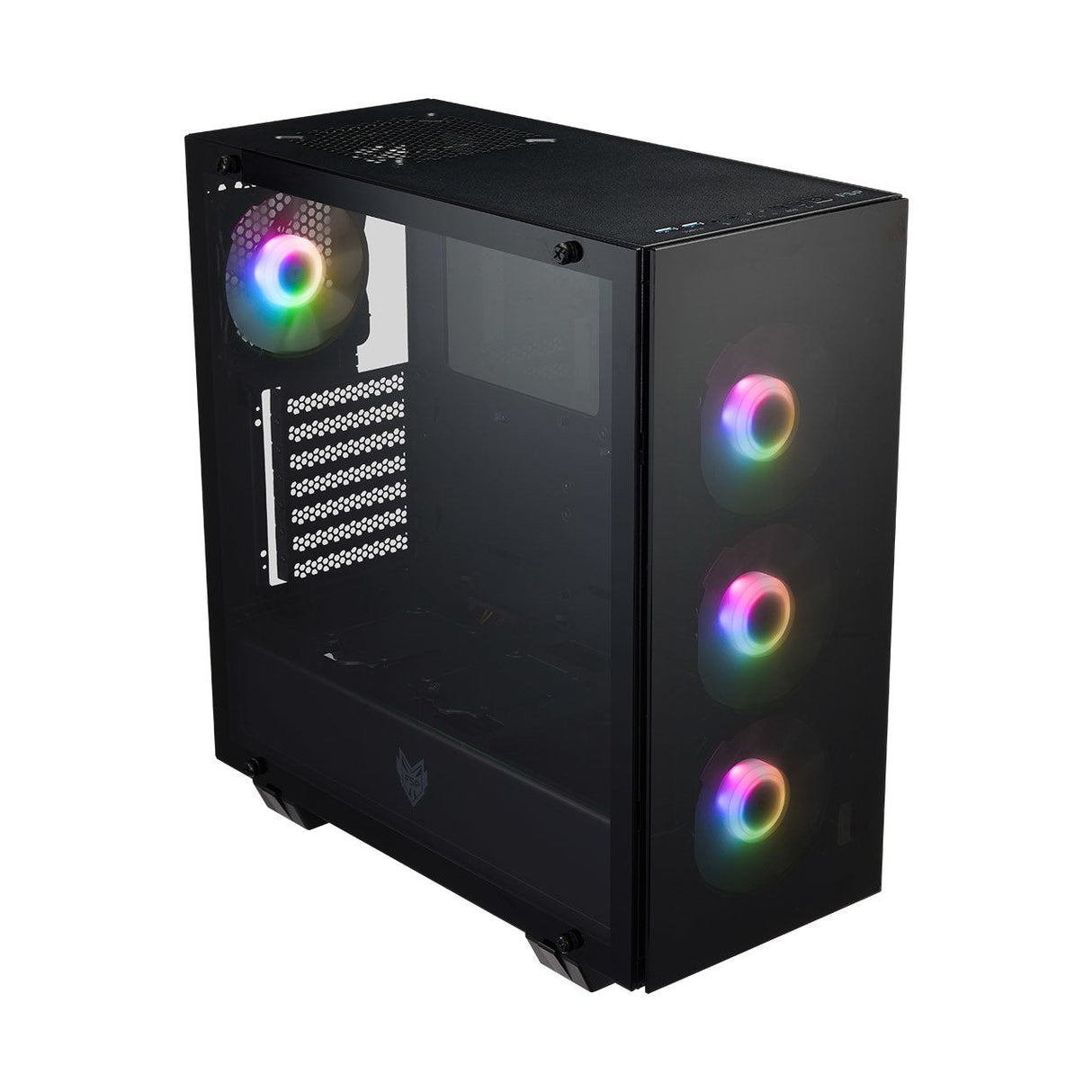 Caja Pc Fortron Midi Tower Cmt512 Negro, Ventilador Led 4 X A.Rgb, Panel Lateral Transparente