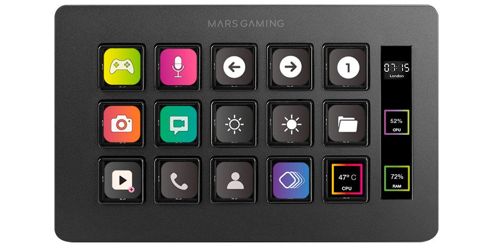 Stream Deck Slim Mars Gaming Msd-One 15 Teclas Lcd Negro