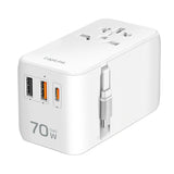 Cargador De Viaje Universal, 70 W (Pd), 4 Conexiones,Cable, Ignífuga,  (Eu/Uk/Us/Aus) Blanco Logilink