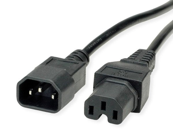 Value Netzcable Iec320 C14 Stecker - C15 Buchse, H05rn-F, Schwarz, 0,5 M