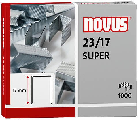 Novus 23/17 Super Caja De 1000 Grapas 23/17 Galvanizadas Para Grapadoras De Gruesos