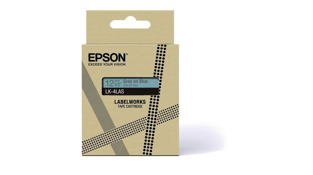 Epson Labelworks Lk-4las Gris Sobre Azul Rollo (1 2 Cm X 8 M) 1 Cinta(S) Caja Para Colgar Cartucho De Cinta Para Labelworks Lw-C410 Lw-C610