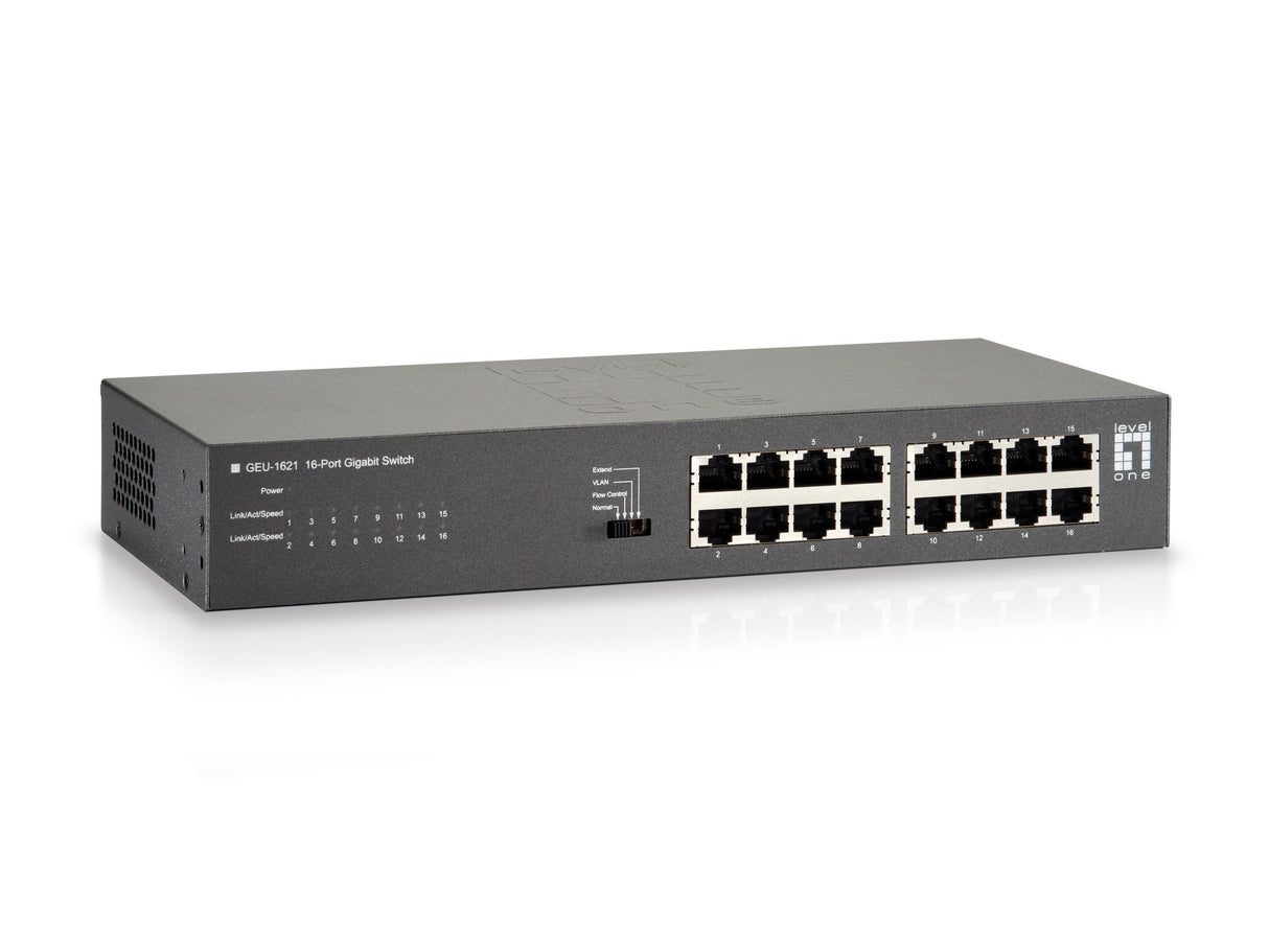 Level One Switch No Gestion 16p 10/100/1000 Mini Con Kit Montaje Rack 19