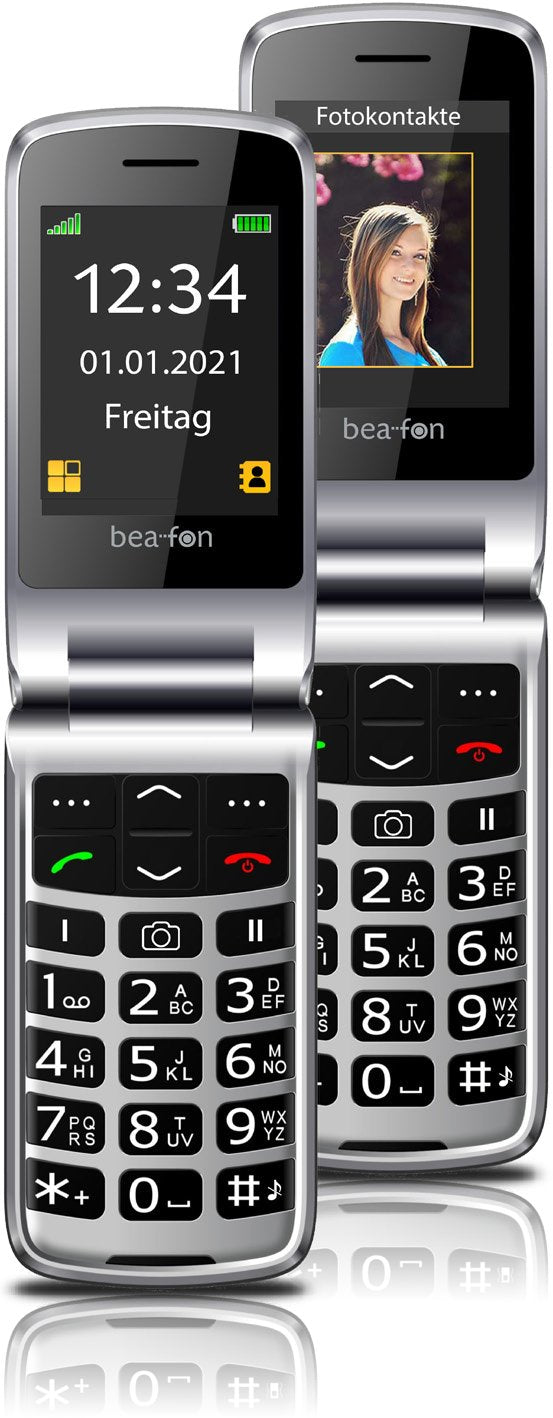Beafon Sl645 Plus Silver Line, Teléfono Plegable Con Teclas Grandes, Negro