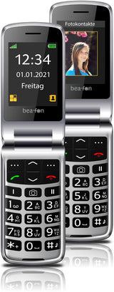 Beafon Sl645 Plus Silver Line, Teléfono Plegable Con Teclas Grandes, Negro