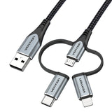 EAN 6922794752856 - Vention CQJHF cable de teléfono móvil USB A Lightning + micro-USB B + USB C imagen 3