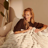 Duux Yentl Wrmedecke Striped Rabbit Faux Fur Beige (200x200)