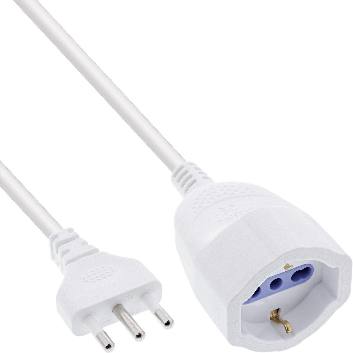 Inline® Power Extensión Italy Plug L / Socket F, White, 2m