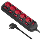 EAN 5902211109617 - Maclean MCE204 base múltiple 1,5 m 5 salidas AC Interior Negro, Rojo imagen 1
