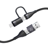 Cable Top 4 En 1 60w Usb-A/2xusb-C/Lightning 1 M Negro Subblim 60w/ Longitud: 1m/ Cable 4 En 1 (Usb-A/C-C/Lightning/ Pd 3.0