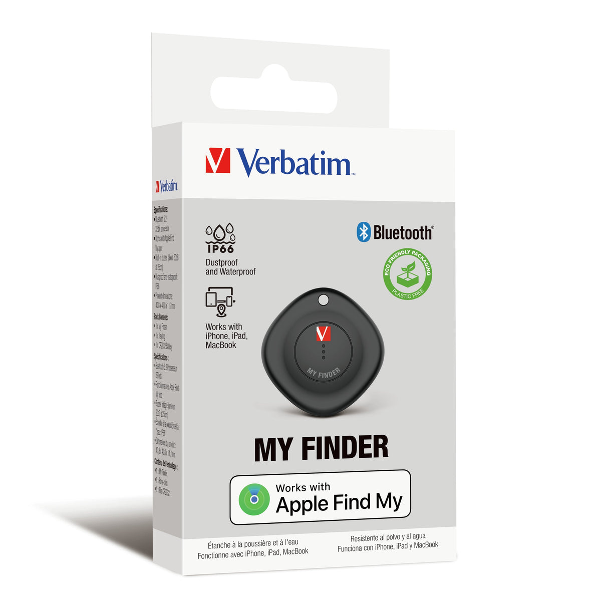 Localizador Verbatim My Finder Bluetooth Tracker Myf-01 Compatible Con Apple Incluye Llavero Y Pila Negro