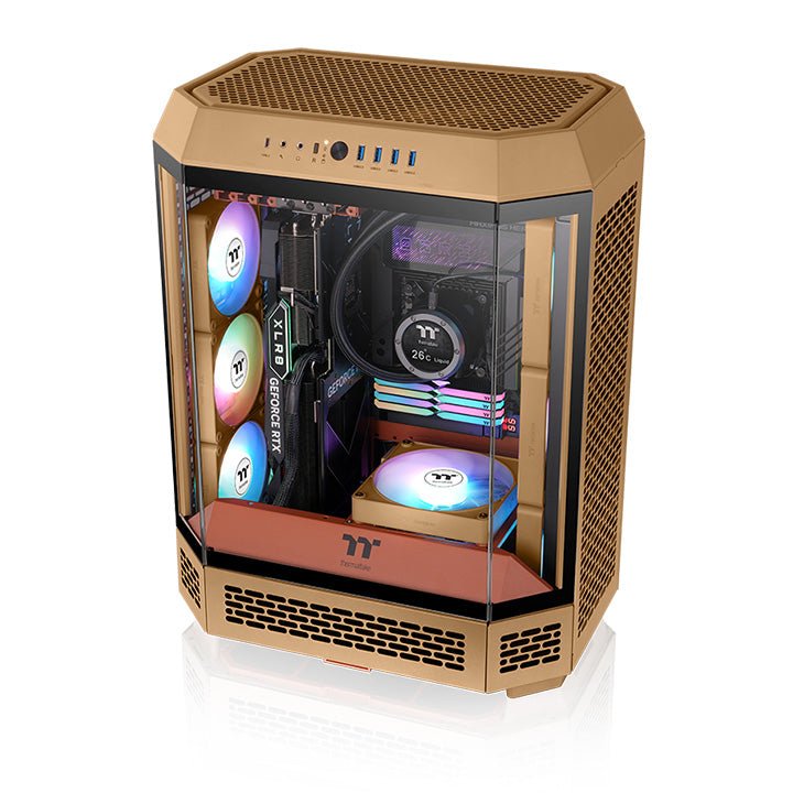 Ventilador De Refrigeración Para Pc Thermaltake Ct140 Ex Argb Sync, Color Arena Grava, Marrón Claro, Paquete De 3, 140 Mm Cl-F218-Pl14gs-A