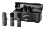 Boya Microphone Wireless By-V4 2.4ghz With 4 Transmitters And 1 Receiver (Type-C) Black Eu