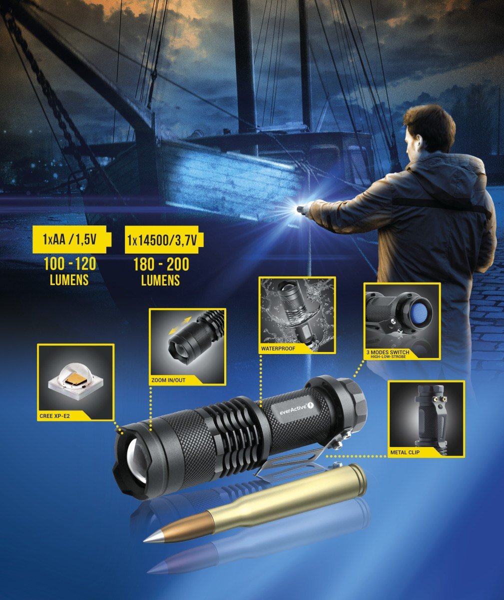 Linterna Led "Bullet" Everactive Led Cree Xp-E2 Fl180