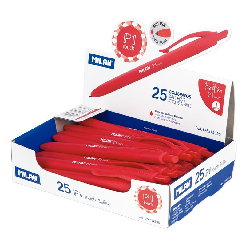 EAN 8411574036630 - Milan 176512925 bolígrafo Rojo Bolígrafo de punta retráctil con pulsador 25 pieza(s) imagen 1