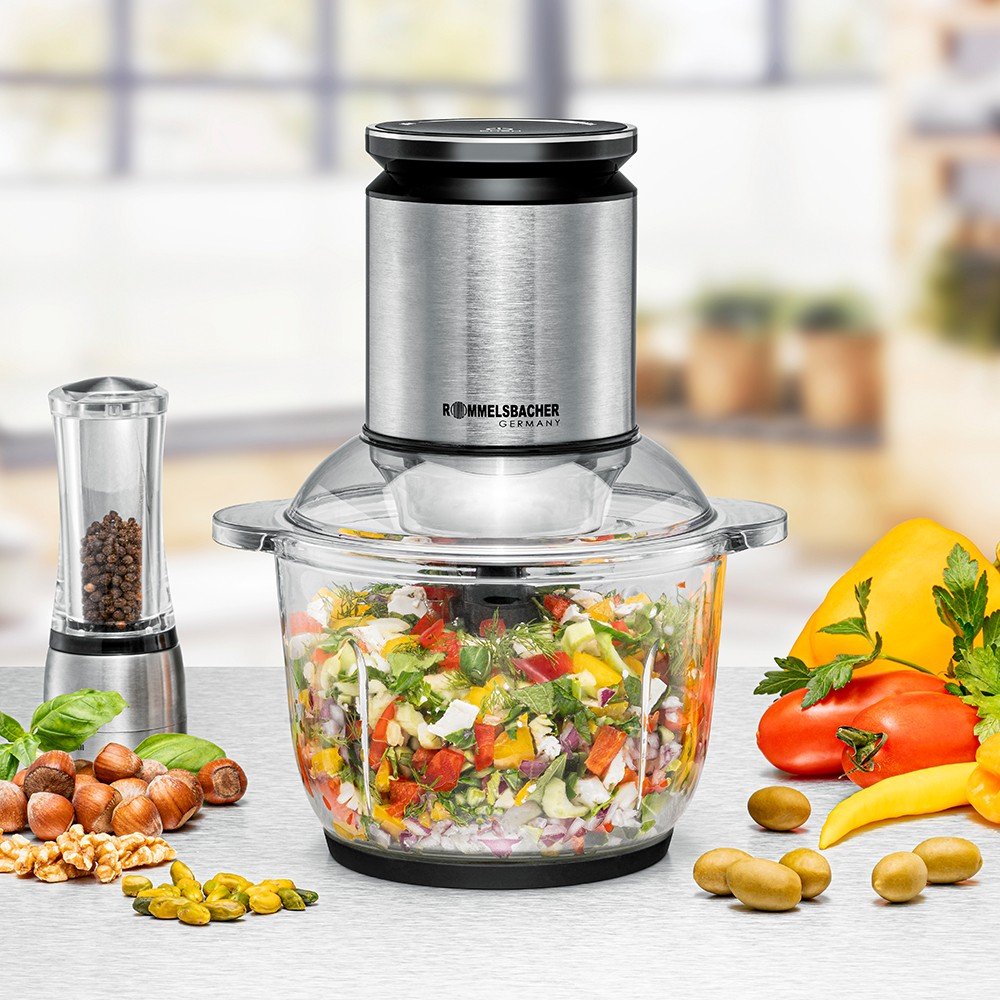 Rommelsbacher Multi-Zerkleinerer Mz 600 (Edelstahl/Negro, 600 Watt, Glasbehälter 2 Liter) Mz 600