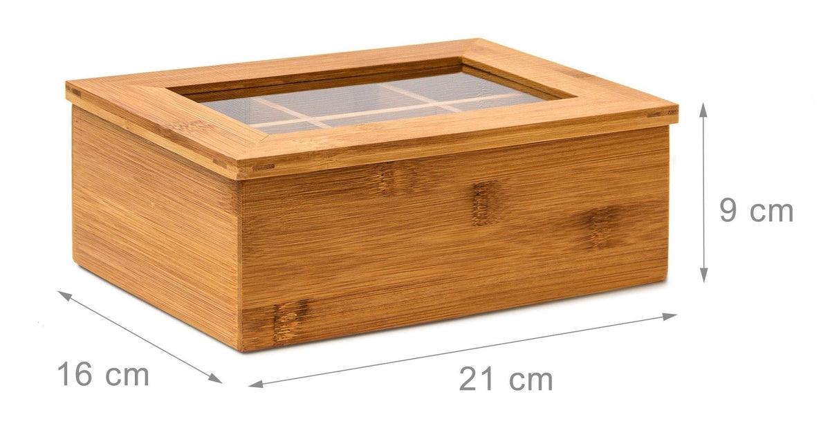 Relaxdays Teebox Bambus Lackiert 6 Y 8 Compartimentos