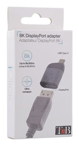 Tnb Mini Iclick Type C To Displayport Adapter For Resolutions Up To 8k/60hz Compatible With Lower Resolutions