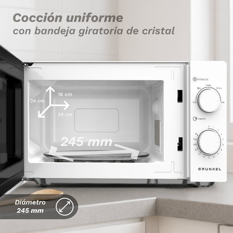 EAN 8426156019123 - Grunkel MW-20EASY microondas Blanco, Negro Solo microondas Encimera 20 L 700 W imagen 4