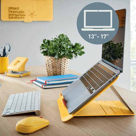 Leitz Ergo Cosy Soporte Ajustable Para Portatil - Diseño Ergonomico - Altura Ajustable - Color Amarillo Calido