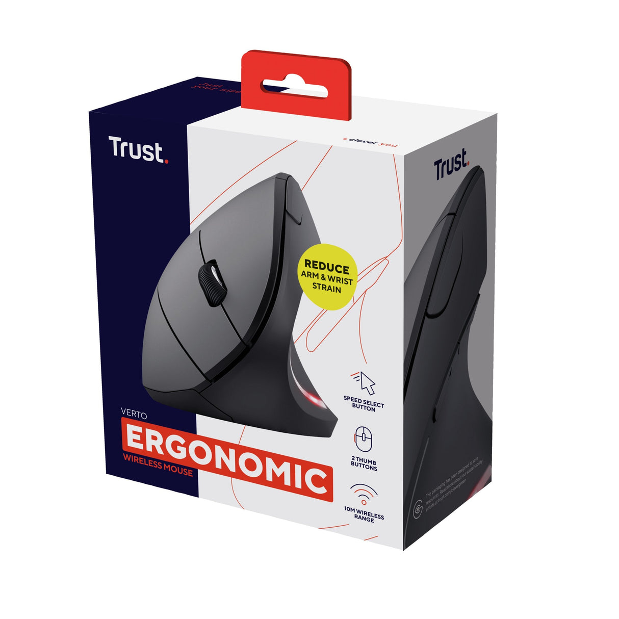 Trust Raton Optico Ergonomico Verto Wireless 1600dpi/Inalambrico/Ergonomico/6 Botones