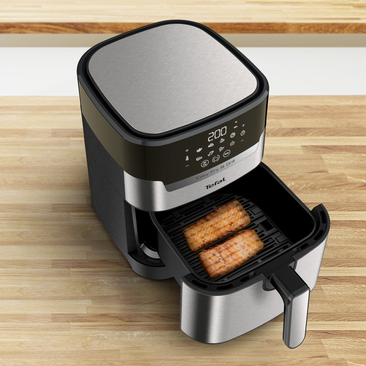 Freidora Tefal Easy Fry & Grill Ey505d15 Sencillo 4,2 L Independiente 1550 W Freidora De Aire Caliente Acero Inoxidable Acero Fino/Negro, Freidora De Aire Caliente, 4,2 L, 80 °C, 200 °C, 6 Personas(S), 60 Min