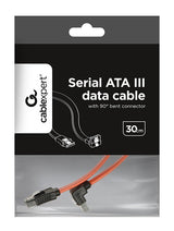 Gembird Cc-Satam-Data90-0.3m Serial Ata Iii 30 Cm Cable De Datos Con Clips Metálicos Doblados A 90 Grados Rojo
