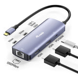 Equip Adapter Usb-C->2xhdmi/Rj45/2xusb-A/Usb-C3.2 M/H Gris