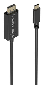 Aisens Cable Conversor Bidireccional Usb-C A Displayport 8k@60hz, Usb-C/M-Dp/M, Negro, 1.8m