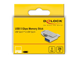 Delock 54008 Usb 5 Gbps Lápiz De Memoria Usb-C + Tipa-A 256 Gb - Carcasa De Metal