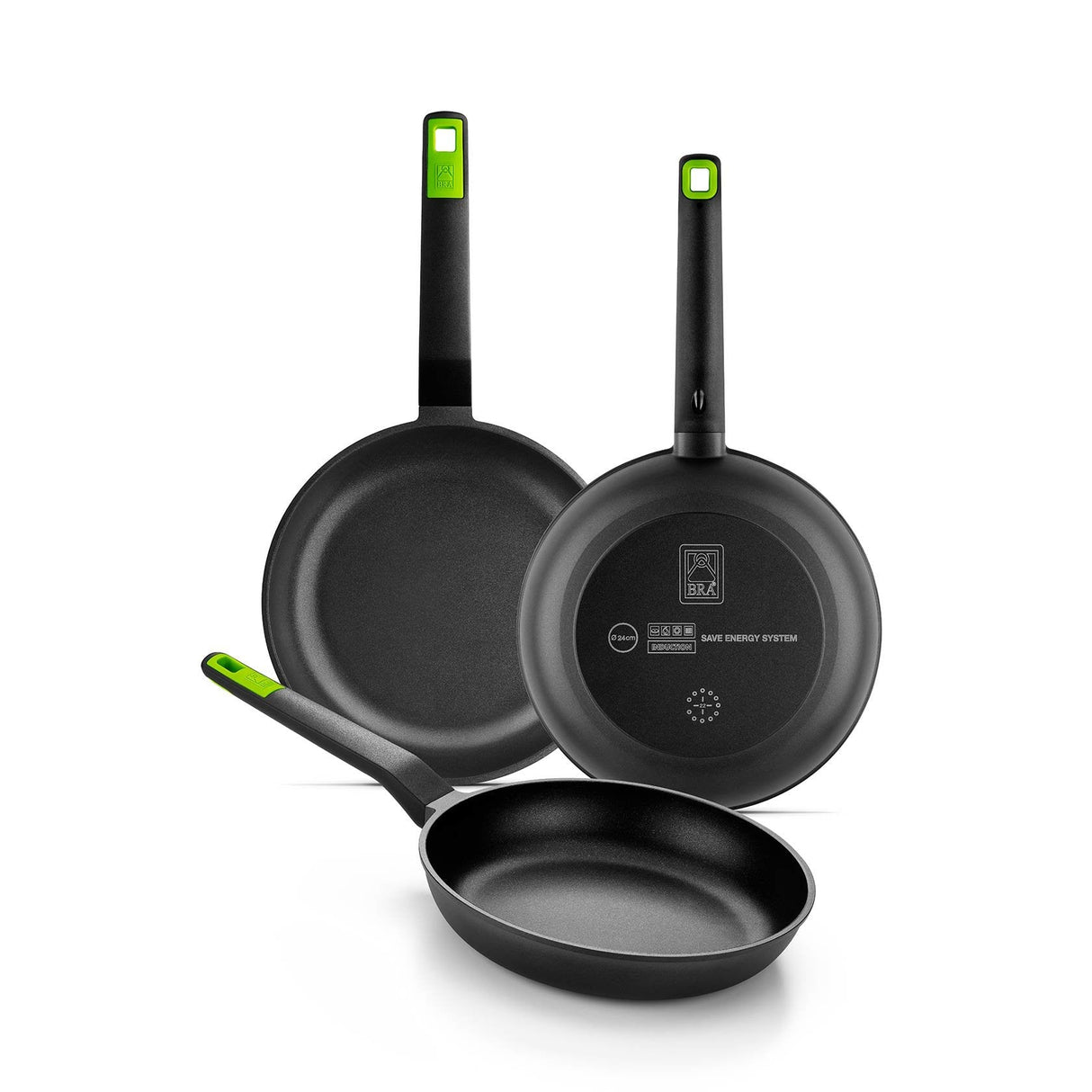 Pack 3 Sartenes Bra Gastro A841202 Ø20cm Ø24cm Ø28cm Apta Para Inducción