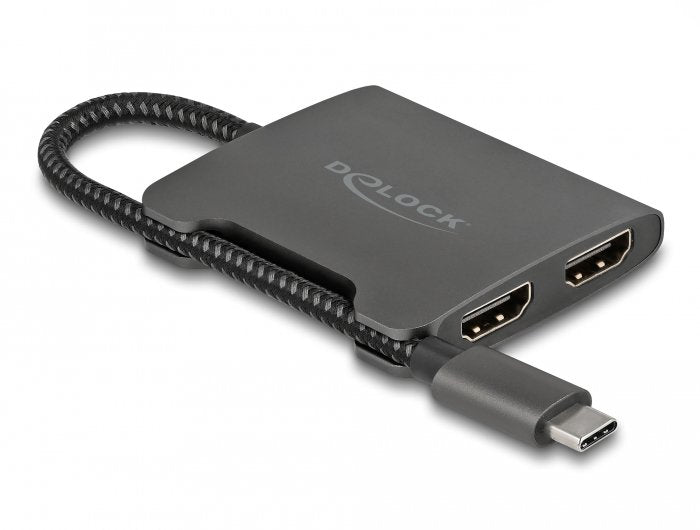 Adaptador Usb Delock, Enchufe Usb-C > 2x Toma Hdmi Negro, 15 Cm, Divisor De Vídeo, Mst 4k 60 Hz 87778
