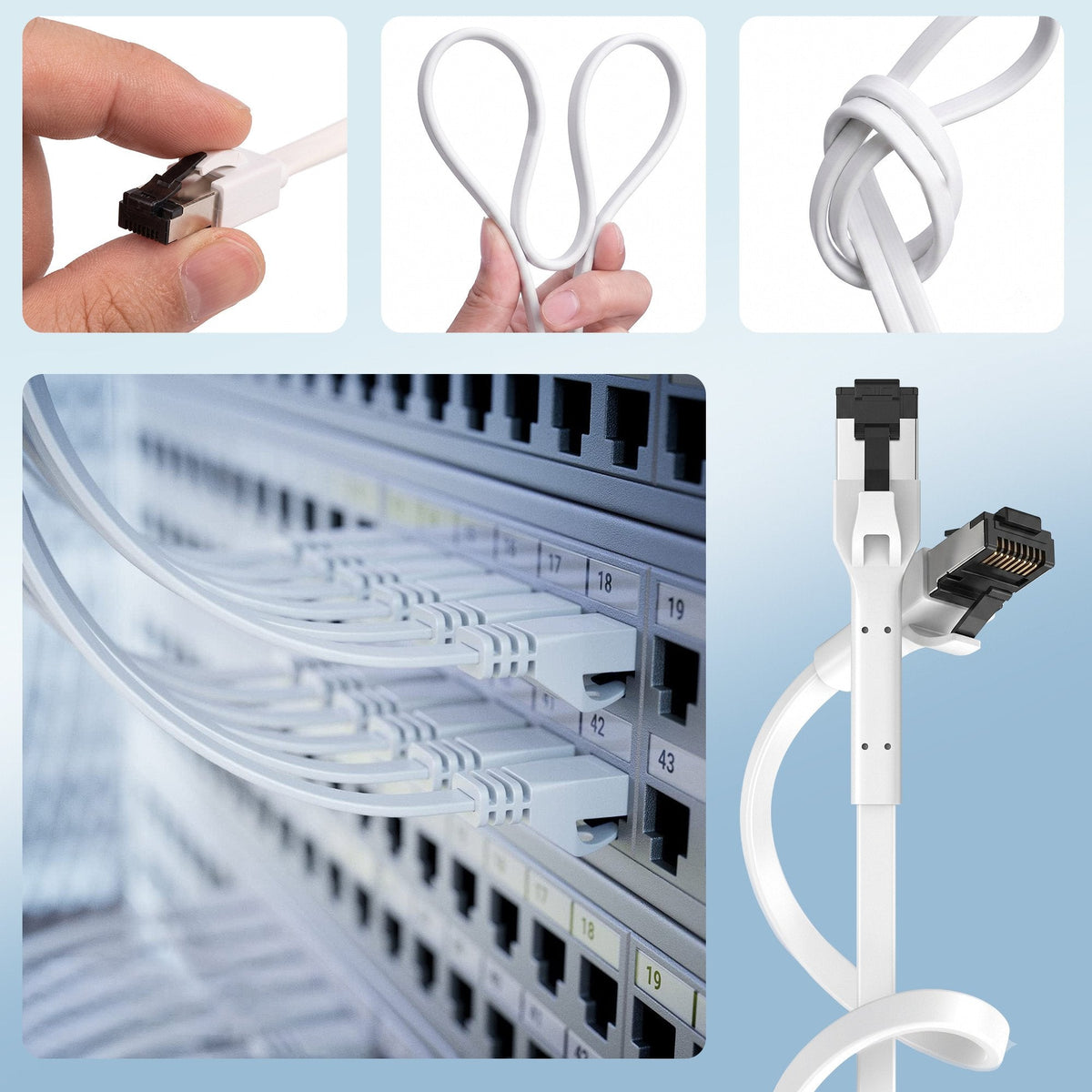 Extralink Lan Patchcord Cat.8 U Ftp 15m 40g Flat Shielded Foiled Twisted Pair Bare Copper White