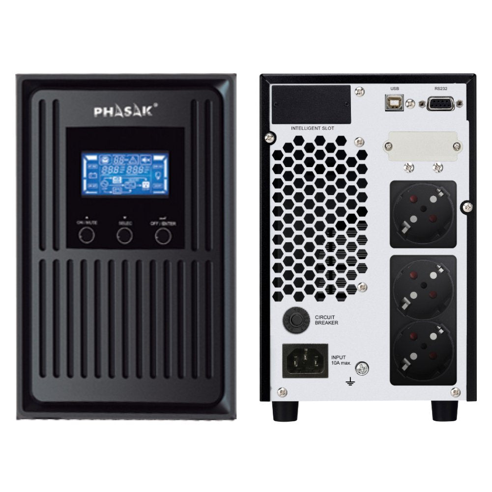 Sai Online Phasak Conqueror Pro 2000 Va Online Lcd 2000va-1800w 3 Salidas Formato Torre