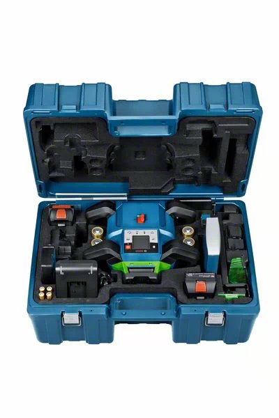 Láser Giratorio Inalámbrico Bosch Professional Grl 650 Cvhg Professional, 18 Voltios, Con Soporte Azul, Batería Procore18v 4,0 Ah, Estuche, Línea Láser Verde 0601061v00
