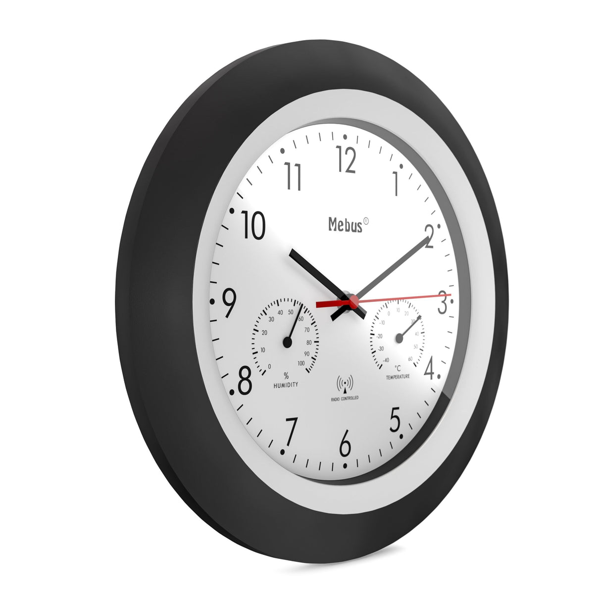 Mebus 19449 Reloj De Pared Reloj De Pared Digital Alrededor Negro, Blanco