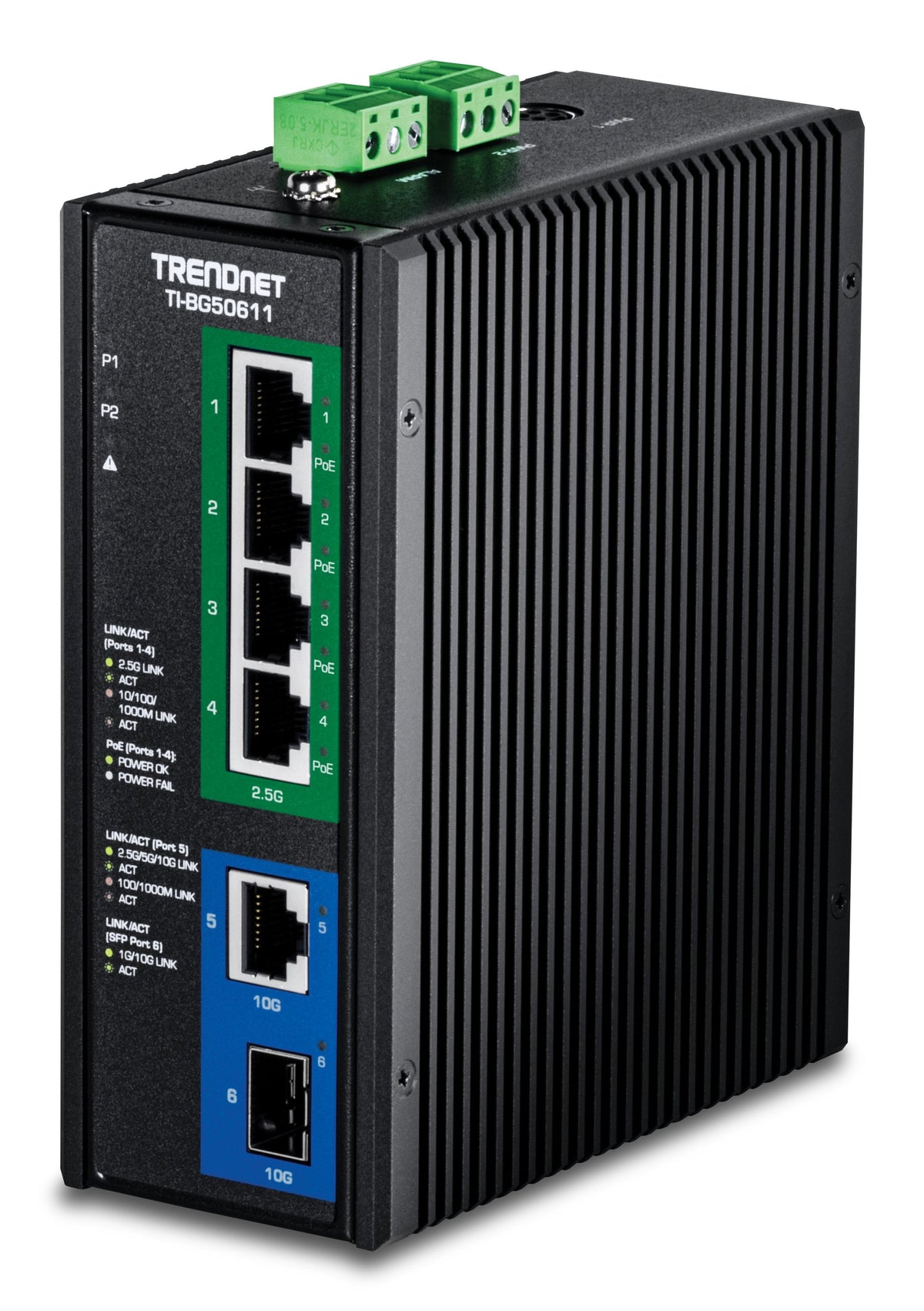 Trendnet Industrial Switch 6-Port 2.5g Poe++ 1sfp+ Din-Rail