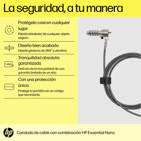 EAN 0196337975859 - HP Essential Nano Combination Cable Lock cable antirrobo Acero inoxidable 1,83 m imagen 4