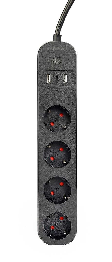 EAN 8716309128407 - Gembird TSL-PS-S4U-01 regleta inteligente 4 salidas AC Tipo E 1,5 m 3 3680 W Negro imagen 1